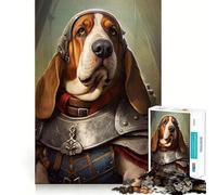 Puzzle da 1000 pezzi con motivo Basset Hound e Vichingo,gioco di precisione sui bordi,stimolante per la mente,gioco lento,divertente,regalo di compleanno (50x75cm)