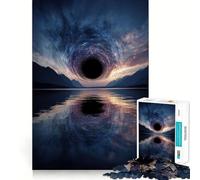 Puzzle da 1000 pezzi con motivo "Buco nero sull'acqua e paesaggio riflesso",taglio preciso,gioco di logica,rilassante,decorazione natalizia per la casa 50x75cm