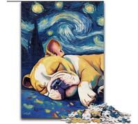 Puzzle da 1000 pezzi con motivo Bulldog e cielo notturno in legno perfetto per il divertimento in famiglia durante i compleanni attività natalizie per adulti e famiglie regalo fai da te per la casa