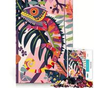 Puzzle da 1000 pezzi con motivo camaleonte astratto,piatto,con giunture lisce,divertente gioco di abilità,gioco casual,decorazione natalizia (50x75cm)