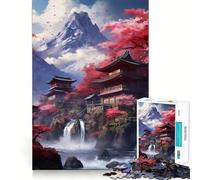 Puzzle da 1000 pezzi con motivo ciliegio in fiore,casa giapponese,taglio preciso,puzzle logico,gioco di logica,svago,divertimento,decorazione natalizia da parete (38x52cm)