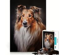 Puzzle da 1000 pezzi con motivo Collie a pelo lungo per adulti, gioco intelligente e divertente, con bordi lisci, ideale per decorare la parete (38x26cm)