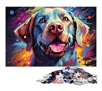 Puzzle da 1000 pezzi con motivo colorato di cane Labrador fantasy per adulti e bambini in legno ottimo regalo per adulti 1000 pezzi (75x50 cm)