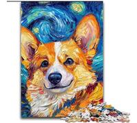 Puzzle da 1000 pezzi con motivo Corgi e cielo notturno, in legno, attività divertente per la casa, 50x75cm, decorazione fai da te, regalo per le vacanze stimolante per il cervello