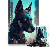 Puzzle da 1000 pezzi con motivo cyborg di Pastore Belga Malinois e bordo liscio,ideale per stimolare la mente e creare momenti di relax,perfetto come regalo di compleanno o per hobby (50x75cm)
