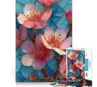 Puzzle da 1000 pezzi con motivo di ciliegi in fiore in vetro colorato ideale per adolescenti un gioco intelligente per trascorrere del tempo di qualità insieme Taglio preciso pezzo da collezione