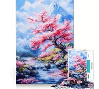 Puzzle da 1000 pezzi con motivo di ruscello di montagna in fiore di ciliegio,taglio preciso,gioco di abilità mentale,gioco facile da giocare,regalo di Natale (38x52cm)