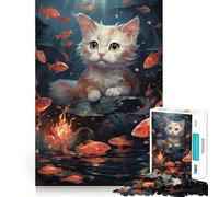 Puzzle da 1000 pezzi con motivo di un gattino koi,incastri fluidi,divertente,logico e stimolante Gioco casual,ideale come regalo di Natale (38x26cm)