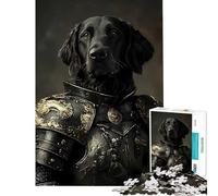 Puzzle da 1000 pezzi con motivo di un Retriever a pelo piatto e un cavaliere gioco educativo e rompicapo perfetto come regalo decorativo per uomini e donne (dimensioni 38x52cm)
