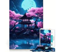 Puzzle da 1000 pezzi con motivo fiori di ciliegio,arte giapponese,incastri perfetti,divertente gioco di logica,gioco casual,decorazione natalizia (38x26cm)