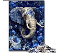Puzzle da 1000 pezzi con motivo floreale a forma di elefante, per serate di gioco in famiglia, esperienza visiva stimolante e gratificante (dimensioni 50x75cm)