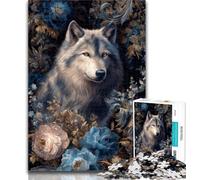Puzzle da 1000 pezzi con motivo floreale a forma di lupo, regalo per adolescenti, per migliorare l'amore tra coppie dai 14 anni in su, 50x75cm