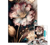 Puzzle da 1000 pezzi con motivo floreale astratto dorato gioco educativo giocattolo avvincente per coltivare la pazienza l'arte l'analisi e la logica (dimensioni 38x52cm)