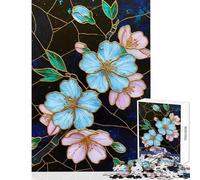 Puzzle da 1000 pezzi con motivo floreale e vetrata artistica gioco educativo difficile decorazione da parete per rafforzare l'amore tra le coppie (38x26cm)