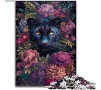 Puzzle da 1000 pezzi con motivo floreale "Pantera nera" per adulti e adolescenti,aiuta il cervello a esercitare i giocattoli che creano dipendenza e coltivano la pazienza Decorazione perfetta