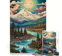 Puzzle da 1000 pezzi con motivo forestale e montagne Cascadian per ragazzi, ideale per il benessere mentale, il tempo libero e il divertimento Perfetto per creare un bel puzzle e come regalo (50x75cm)