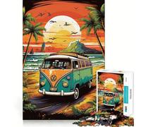 Puzzle da 1000 pezzi con motivo furgoncino VW retrò per viaggi in spiaggia, ideale per adolescenti Migliora la memoria, è un gioco casual e rilassante, con bordi precisi e un regalo elegante (38x26cm)