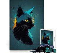 Puzzle da 1000 pezzi con motivo "Gatti neri che sventolano" per ragazzi, ideale per stimolare la mente e divertirsi senza stress, con bordi definiti, perfetto come regalo di Natale (50x75cm)