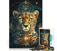Puzzle da 1000 pezzi con motivo ghepardo e cosmo,gioco di precisione,divertente e stimolante per la mente,ideale per momenti di relax e per il compleanno (50x75cm)