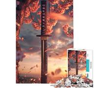 Puzzle da 1000 pezzi con motivo giapponese Sakura Katana sfida per l'intelligenza gioco avvincente e rilassante perfetto come decorazione o regalo per il Secret Santa (dimensioni 38x52cm)