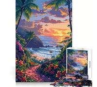 Puzzle da 1000 pezzi con motivo Hawaii Pixel Art Tramonto Taglio preciso Divertimento per la mente Divertimento per rallentare il tempo Decorazione natalizia da parete (38x26cm)