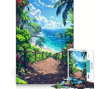 Puzzle da 1000 pezzi con motivo Hawaii Walk,pixel art,gioco di precisione,esercizio mentale,momento di pace,pezzo d'arte natalizio (38x26cm)