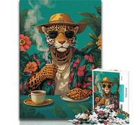 Puzzle da 1000 pezzi con motivo leopardato alla moda per adulti e adolescenti giocattoli giochi educativi antistress collezione di artisti belle arti (50x75cm)