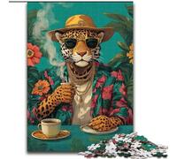 Puzzle da 1000 pezzi con motivo leopardato alla moda, per serate di gioco in famiglia, esperienza visiva stimolante e gratificante (dimensioni 26x38cm)