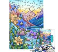Puzzle da 1000 pezzi con motivo montagna fiori e vetrata artistica sfida per l'intelligenza gioco avvincente per tutta la famiglia adatto anche alle coppie regalo artistico (dimensioni 38x52cm)