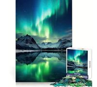 Puzzle da 1000 pezzi con motivo Montagne e Aurora Boreale per adulti un'attività divertente che stimola la memoria e permette di creare ricordi insieme con bordi precisi ideale come regalo stagionale