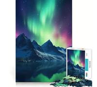 Puzzle da 1000 pezzi con motivo montagne e aurore boreali per adulti, un gioco che stimola la mente e regala relax e divertimento, perfetto come regalo per le vacanze (50x75cm)
