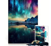Puzzle da 1000 pezzi con motivo Montagne e Luci del Nord per adolescenti, gioco rilassante con bordi netti, regalo di alta qualità (38x52cm)