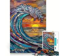 Puzzle da 1000 pezzi con motivo onde oceaniche e macchie di mare, ideale per adulti Gioco per allenare la mente, rilassante e divertente, perfetto come regalo per le vacanze (50x75cm)
