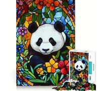 Puzzle da 1000 pezzi con motivo panda in vetro colorato per ragazzi, gioco stimolante per il pensiero creativo, facile e rilassante, taglio preciso, (38x52cm)