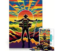 Puzzle da 1000 pezzi con motivo "Passeggiata,Escursionismo,Tramonto",gioco di sfida mentale,taglio di alta precisione,divertente sfida per il tempo di attesa (38x52cm)