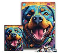 Puzzle da 1000 pezzi con motivo Rottweiler colorato, puzzle impossibili per adulti, per decorazioni per la casa, allenamento del cervello e regali per le feste, dimensioni 26x38cm.