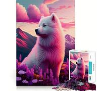 Puzzle da 1000 pezzi con motivo Samoiedo Natura per adolescenti, gioco di puzzle stimolante per il relax, design chiaro, regalo per le festività (50x75cm)