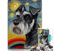 Puzzle da 1000 pezzi con motivo "Schnauzer nel cielo notturno" per adulti e adolescenti, gioco stimolante, ideale come regalo per tutta la famiglia, 38x26cm