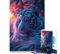 Puzzle da 1000 pezzi con motivo tigre e tramonto, ideale per adolescenti, per stimolare la memoria, favorire il relax e creare un'atmosfera magica Decorazione murale 50x75cm