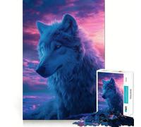 Puzzle da 1000 pezzi con motivo tramonto e lupo,ideale per un divertente gioco di memoria con superficie liscia e priva di sbavature,una sfida stimolante per il tempo libero (38x52cm)