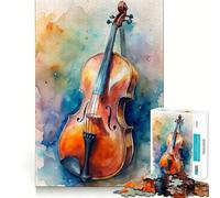 Puzzle da 1000 pezzi con motivo violoncello ad acquerello,gioco creativo per sviluppare le capacità cognitive Componenti robusti e di facile taglio,ideale da portare in viaggio Gioco per allenare