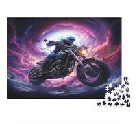 Puzzle da 1000 pezzi con motociclista spaziale, vortice viola, per adulti, giochi educativi, bella decorazione, difficile, stimolante, regalo di compleanno, 70x50cm/1000pcs