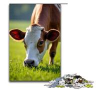 Puzzle da 1000 pezzi con mucca che mangia erba per bambini puzzle in legno decorazioni per la casa 1000 pezzi (75x50 cm)