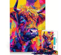 Puzzle da 1000 pezzi con mucca delle Highlands scozzesi, ideale per ragazzi, un gioco che stimola la mente e crea momenti di serenità Regalo stagionale (50x75cm)