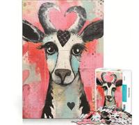 Puzzle da 1000 pezzi con mucca e cuore, tema San Valentino, tecnica mista, gioco rompicapo, allena la mente e la manualità, adatto come decorazione da scrivania 38x52cm