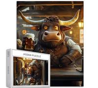 Puzzle da 1000 pezzi con mucca grassa che beve birra per adulti fantasy medievale sfondo arte puzzle colorato puzzle fai da te per decorazione domestica regali puzzle famiglia perfetto per serate di