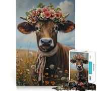 Puzzle da 1000 pezzi con mucca svizzera e fattoria rurale per ragazzi, ideale per stimolare la memoria e il tempo libero, con bordi puliti e un regalo perfetto 38x52cm