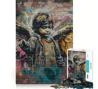 Puzzle da 1000 pezzi con murales di angeli e graffiti,gioco di logica divertente,design a incastro perfetto, riunioni di famiglia (38x26cm)