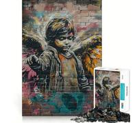 Puzzle da 1000 pezzi con murales di angeli e graffiti,gioco di logica divertente,senza spazi vuoti,design a incastro perfetto, riunioni di famiglia (50x75cm)