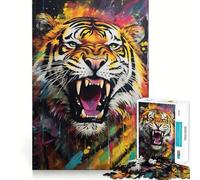Puzzle da 1000 pezzi con murales di tigre e graffiti, ideale per adulti, regali, per rafforzare la memoria, per un momento sereno e di qualità, perfetto per Babbo Natale 38x52cm
